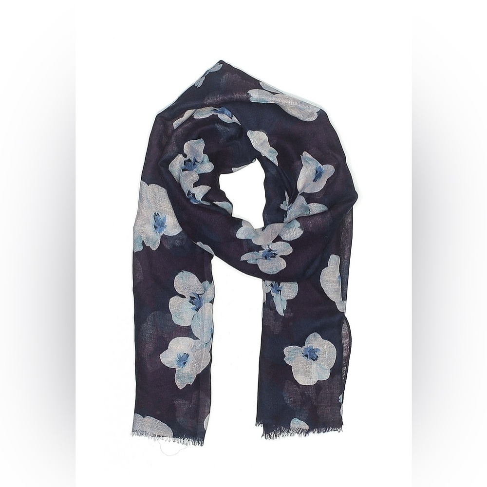 Banana Republic Floral Navy Blue & Purple Scarf